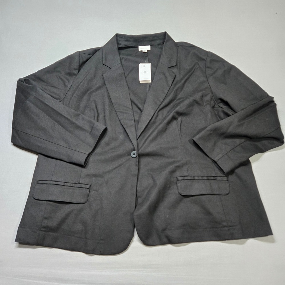 NWT J Jill Essential Black Cotton Stretch Blazer‎ Jacket Womens 3x Office Preppy